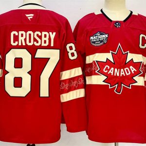 Men's Canada #87 Sidney Crosby Red 2025 4 Nations Face-Off Premium Stitched Jersey