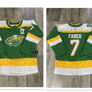 Men's Minnesota Wild  #7 Brock Faber Green 2023-24 Stitched Jersey