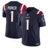 Men's New England Patriots #1 DeVante Parker Navy 2023 F.U.S.E. Vapor Limited Football Stitched Jersey