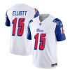 Men's New England Patriots #15 Ezekiel Elliott White Blue 2023 F.U.S.E. Vapor Limited Football Stitched Jersey