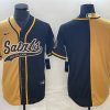 Men's New Orleans Saints Black Gold Split Cool Base Stitched Baseball Jersey