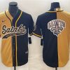 Men's New Orleans Saints Black Gold Split Team Big Logo Cool Base Stitched Baseball Jersey