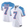 Men's Tennessee Titans #7 Malik Willis White Blue 2023 F.U.S.E. Vapor Limited Throwback Football Stitched Jersey