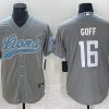 Men's Detroit Lions #16 Jared Goff Gray Cool Base Stitched Baseball Jersey