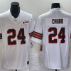 Men's Cleveland Browns #24 Nick Chubb 1946 Patch White FUSE Vapor Stitched Nike Limited Jersey