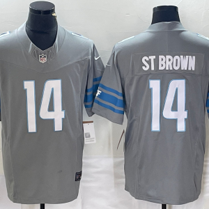 Men's Detroit Lions #14 Amon Ra St Brown Grey 2023 FUSE Vapor Limited Stitched Jersey