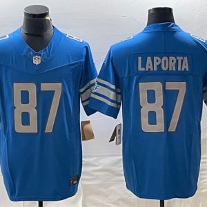 Men's Detroit Lions #87 Sam LaPorta Blue 2023 F.U.S.E. Vapor Untouchable Limited Football Stitched Jersey