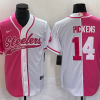 Men's Pittsburgh Steelers #14 George Pickens Pink White Two Tone With Patch Cool Base Stitched Baseball Jersey