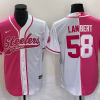 Men's Pittsburgh Steelers #58 Jack Lambert Pink White Two Tone With Patch Cool Base Stitched Baseball Jersey