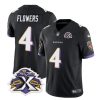 Men's Baltimore Ravens #4 Zay Flowers Black 2023 F.U.S.E With Patch Throwback Vapor Limited Stitched Jersey