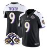 Men's Baltimore Ravens #9 Justin Tucker Black White 2023 F.U.S.E With Patch Throwback Vapor Limited Stitched Jersey