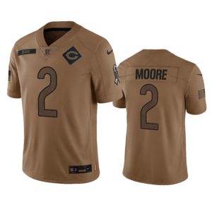 Men's Chicago Bears #2 DJ Moore 2023 Brown Salute To Service Limited Football Stitched Jersey