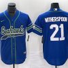 Men's Seattle Seahawks #21 Devon Witherspoon Royal Throwback Cool Base Stitched Baseball Jersey