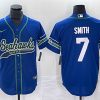 Men's Seattle Seahawks #7 Geno Smith Royal Throwback Cool Base Stitched Baseball Jersey