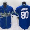 Men's Seattle Seahawks #80 Steve Largent Royal Throwback Cool Base Stitched Baseball Jersey