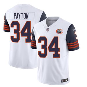 Men's Chicago Bears #34 Walter Payton White Navy 2023 F.U.S.E. Throwback Limited Football Stitched Game Jersey