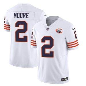 Men's Chicago Bears #2 DJ Moore White 2023 F.U.S.E. Throwback Limited Football Stitched Game Jersey