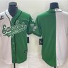 Men's Philadelphia Eagles Blank Green White Split With 3-star C Patch Cool Base Stitched Baseball Jersey