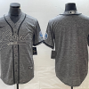 Men's Detroit Lions Blank Grey Gridiron With Patch Cool Base Stitched Baseball Jersey