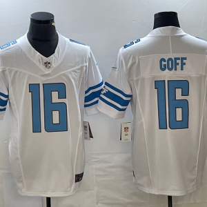 Men's Detroit Lions #16 Jared Goff White 2023 FUSE Vapor Limited Stitched Jersey