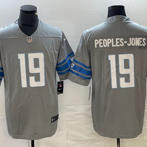 Men's Detroit Lions #19 Donovan Peoples Jones Grey 2023 FUSE Vapor Limited Stitched Jersey