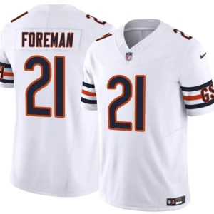 Men's Chicago Bears #21 D'Onta Foreman White 2023 F.U.S.E. Vapor Football Stitched Jersey