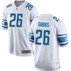 Men's Detroit Lions Jahmyr Gibbs #26 Nike White Official NFL Game Jersey
