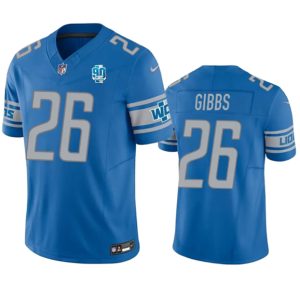 Men's Detroit Lions #26 Jahmyr Gibbs Blue 2023 F.U.S.E. 90th Anniversary Vapor Untouchable Limited Stitched Jersey