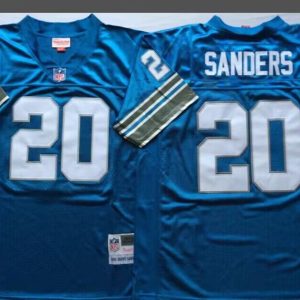 Men's Detroit Lions #20 Barry Sanders Blue Throwback Jersey