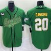 Men's Philadelphia Eagles #20 Brian Dawkins Green Gold With C Patch Cool Base Baseball Stitched Jersey