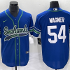 Men's Seattle Seahawks #54 Bobby Wagner Blue With Patch Cool Base Stitched Baseball Jersey