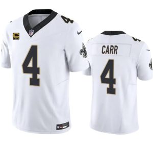 Men's New Orleans Saints #4 Derek Carr White 2023 F.U.S.E. With 4-Star C Patch Vapor Untouchable Limited Football Stitched Jersey