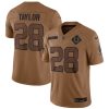 Men's Indianapolis Colts #28 Jonathan Taylor 2023 Brown Salute To Sertvice Limited Football Stitched Jersey