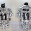 Men's Philadelphia Eagles #11 AJ Brown Arctic Camo 2024 FUSE Salute to Service Limited Stitched Jersey