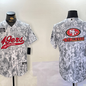 Men's San Francisco 49ers Blank Arctic Camo 2024 Salute to Service Stitched Baseball Jerseys