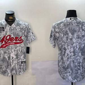 Men's San Francisco 49ers Blank Arctic Camo 2024 Salute to Service Stitched Baseball Jersey