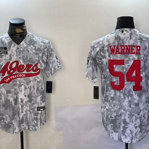 Men's San Francisco 49ers #54 Fred Warner Arctic Camo 2024 Salute to Service Stitched Baseball Jersey