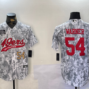 Men's San Francisco 49ers #54 Fred Warner Arctic Camo 2024 Salute to Service Stitched Baseball Jerseys
