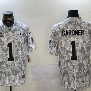 Men's New York Jets #1 Sauce Gardner Arctic Camo 2024 FUSE Salute to Service Limited Stitched Jersey