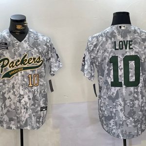 Men's Green Bay Packers #10 Jordan Love 2024 Arctic Camo Salute To Service Stitched Baseball Jerseys