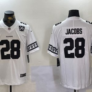 Men's Las Vegas Raiders #28 Josh Jacobs White Limited Stitched Jersey
