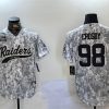 Men's Las Vegas Raiders #98 Maxx Crosby 2024 Arctic Camo Salute To Service Stitched Baseball Jersey