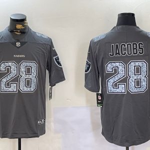 Men's Las Vegas Raiders #28 Josh Jacobs Grey Limited Stitched Jerseys