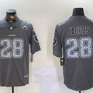 Men's Las Vegas Raiders #28 Josh Jacobs Grey Limited Stitched Jersey