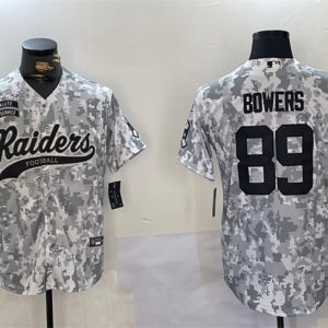 Men's Las Vegas Raiders #89 Brock Bowers 2024 Arctic Camo Salute To Service Stitched Baseball Jersey