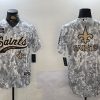 Men's New Orleans Saints Team Big Logo 2024 Arctic Camo Salute To Service Stitched Baseball Jersey