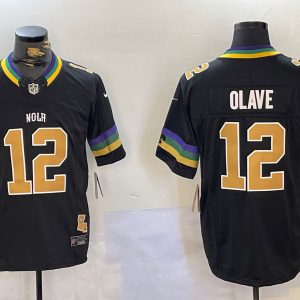 Men's New Orleans Saints #12 Chris Olave Black 2024  Jerseys