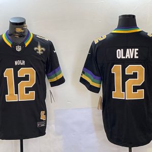 Men's New Orleans Saints #12 Chris Olave Black 2024  Jersey