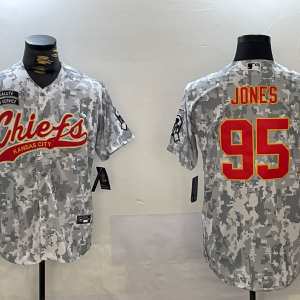 Men's Kansas City Chiefs #95 Chris Jones Arctic Camo 2024 Salute to Service Stitched Baseball Jersey