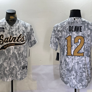 Men's New Orleans Saints #12 Chris Olave Arctic Camo 2024 Salute to Service Stitched Baseball Jersey